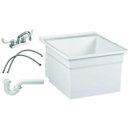 Fiat Products Laundry Tub Kit 20 1/8 in x 17 3/4 in, 1, 4, Wall Mount, Compression Molded Stone L7TG100