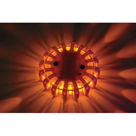 Powerflare LED Road Flare, Amber LED, Orange Shell, Polymer, 4 in Length, (1) Battery PF210-A-O