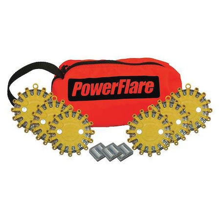 Powerflare LED Road Flare, Orange (Bag), Red (LED), Yellow (Shell), 4 in Length SP6O-R-Y