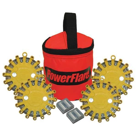 Powerflare LED Road Flare, Orange (Bag), Red/Amber (LED), Yellow (Shell), 4 in Length SP4O-RA-Y