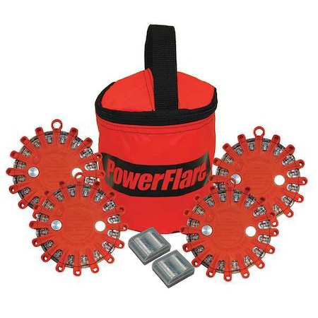 Powerflare LED Road Flare, Orange (Bag), Red (LED), Orange (Shell), 4 in Length SP4O-R-O