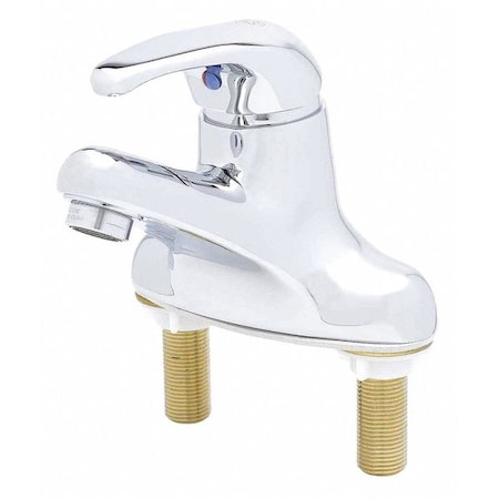 T&S Brass Manual Low Arc Bathroom Faucet, 4" Mount, Polished Chrome 2 Hole B-2711