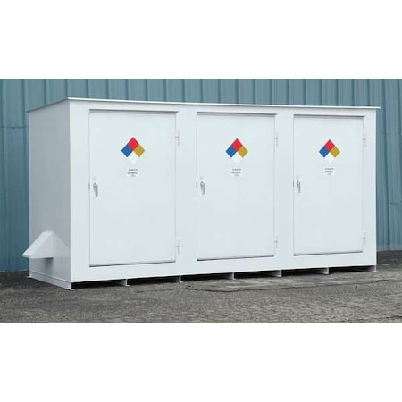 Denios Storage Buildng, 14Drum w/55 Gal Cap, Wht N05-3040