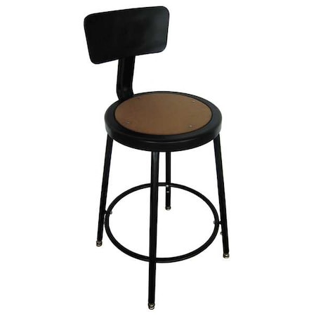 Zoro Select Round Stool with Backrest, Height 18" to 27"Black 5NWH3
