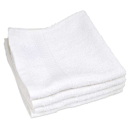 R & R Textile Wash Cloth, 13x13 In, White, PK12 X03120