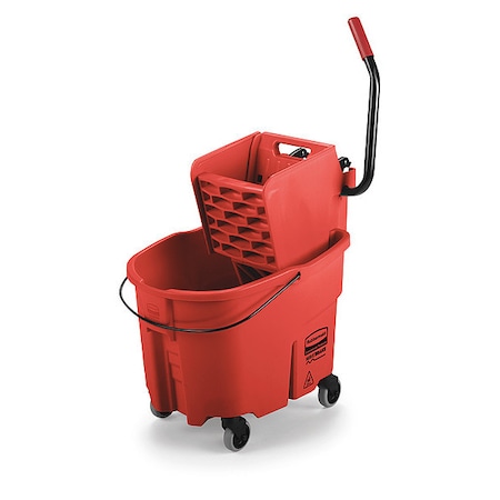 Rubbermaid Commercial 8 3/4 gal WaveBrake Side Press Mop Bucket and Wringer, Red, Polypropylene FG758888RED