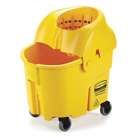 RUBBERMAID COMMERCIAL 8 3/4 gal WaveBrake Funnel Mop Bucket and Wringer, Yellow, Polypropylene FG759088YEL