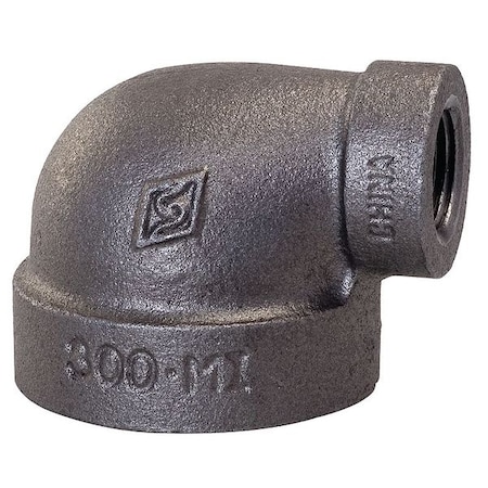 Zoro Select 90 Degree Reducing Elbow 90 Degree Reducing Elbow, 1" x 3/4" Pipe, FNPT, Malleable Iron, Class 300 5PAU2