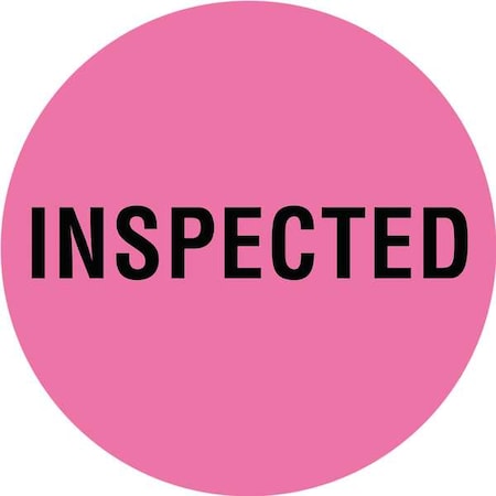 Tapecase Circle Inventory Control Label, Inspected, Pink, Pk1000 16U936