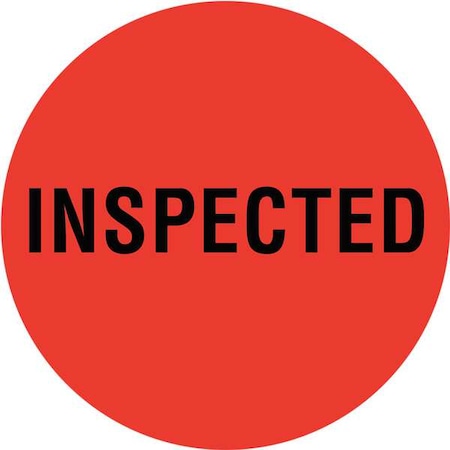 Tapecase Circle Inventory Control Label, Inspected, Red, Pk1000 16U933