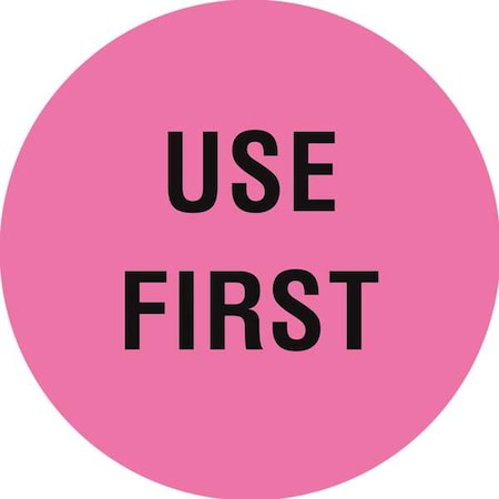 Tapecase Circle Inventory Control Label, Use First, Pink, Pk1000 16U948