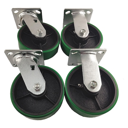 Zoro Select Plat Castr Kt, Polyurthane, 6", 4800 lb.PK4 5PKJ2