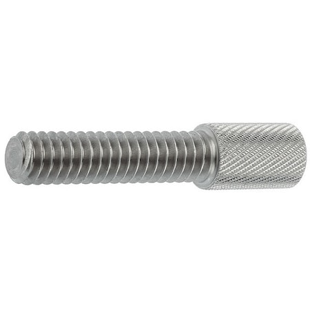 Zoro Select Thumb Screw, #8-40 Thread Size, Round, Plain Stainless Steel, 0.188 in Head Ht, 3/8 in Lg Z0765-SS