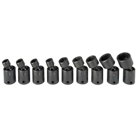 Proto 1/4" Drive Universal Impact Socket Set, Metric, 9 pcs, Black Oxide J62133M