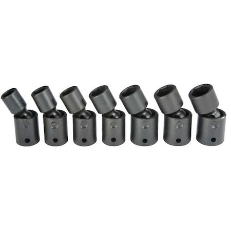 Proto 1/2" Drive Universal Impact Socket Set, Metric, 7 pcs, Black Oxide J72143M