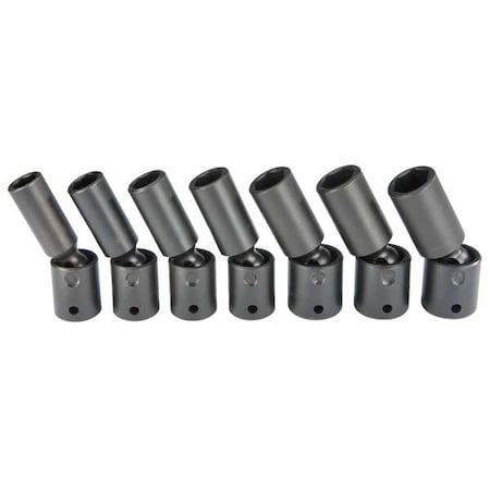 Proto 1/2" Drive Deep Universal Impact Socket Set, Metric, 7 pcs, Black Oxide J72147M