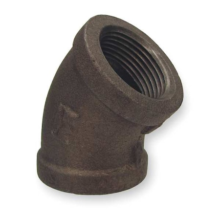 Zoro Select 45 Degree Elbow 45 Degree Elbow, 1/8" Pipe, FNPT, Malleable Iron, Class 150 5P466