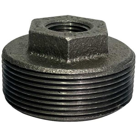 Zoro Select Hex Bushing Hex Bushing, 2" x 1/2" Pipe, FNPT x MNPT, Malleable Iron, Class 150 5P526