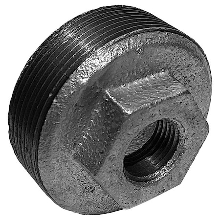 Zoro Select 2" MNPT x 1/2" FNPT Galvanized Hex Bushing 5P893