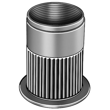 Zoro Select Rivet Nut, 1/4"-20 Thread Size, 0.5 in Flange Dia., 0.669 in L, Aluminum, 40 PK U69315.025.0260