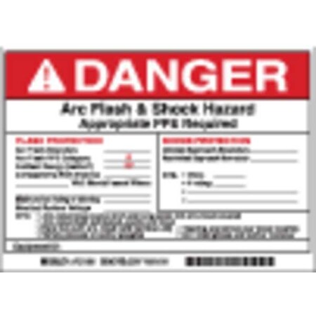 Brady Arc Flash Protection Label, 5 In. H, PK5, 121094 121094
