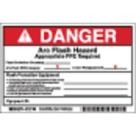 Brady Arc Flash Protection Label, 4 In. H, PK5, 121100 121100