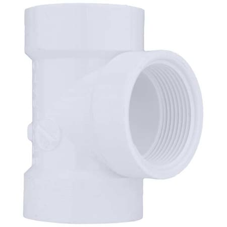 Zoro Select PVC Flush Clean Out Tee, FNPT x Hub x Hub, 1-1/2 in Pipe Size 06413