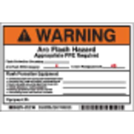 Brady Arc Flash Protection Label, 4 In. H, PK5, 121103 121103