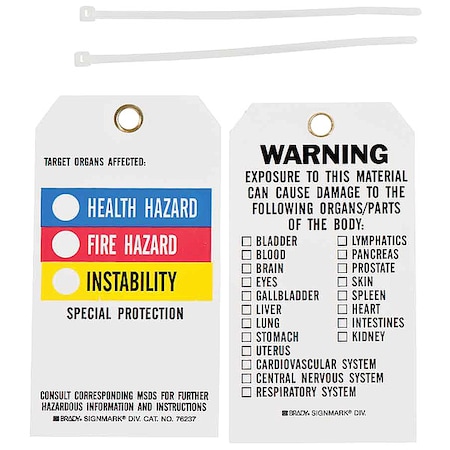 Brady Accdnt Prvntn Tag, Poly, NFPA Diamond, PK25, 76237 76237