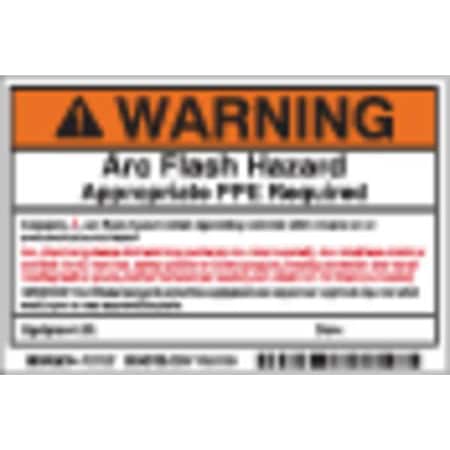 Brady Arc Flash Protection Label, 6 In. W, PK5, 121107 121107