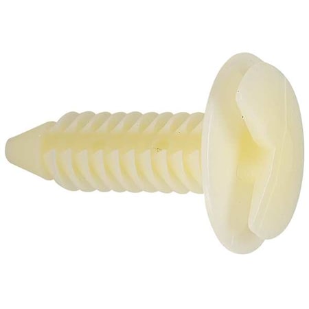 Zoro Select Push-In Rivet, Dome Head, 6.15 mm Dia., 1 in L, Nylon Body, 100 PK 5RKT9