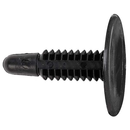 Zoro Select Push-In Rivet, Flat Head, 0.2813 in Dia., 1-1/16 in L, Nylon Body, 100 PK 5RKV2