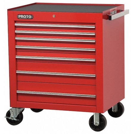 Proto 450 Rolling Cabinet, 7 Drawer, Red, Steel, 34" W x 25" D x 41" H J453441-7RD