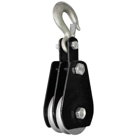 Zoro Select Double Pulley Block, Synthetic or Wire Rope, 5/16" Max Cable Size 5RRU3
