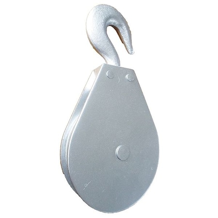 Zoro Select Pulley Block, Wire Rope, 1/4 in Max Cable Size, 800 lb Max Load, Zinc Plated 5RRX0