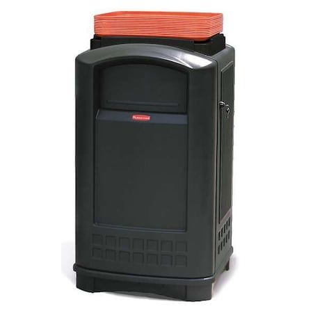 Rubbermaid Commercial 50 gal Rectangular Trash Can, Black, 25 in Dia, Swing, Plastic FG396300BLA