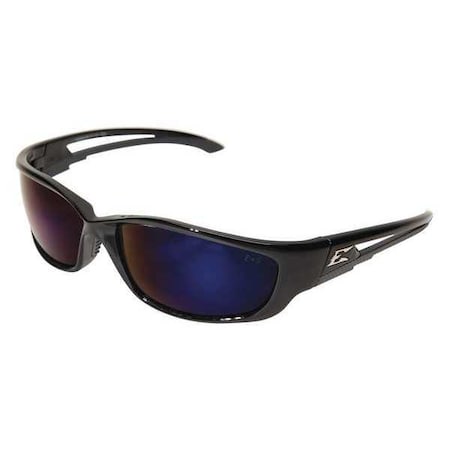 Edge Eyewear Kazbek XL, Safety Glasses, Anti-Scratch, Blue Mirror Lens, Black Frame, Full-Frame SK-XL118