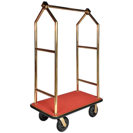 Csl Bellmans Cart, Brasstone Finish, Rd Carpet 2633BK-030-RED