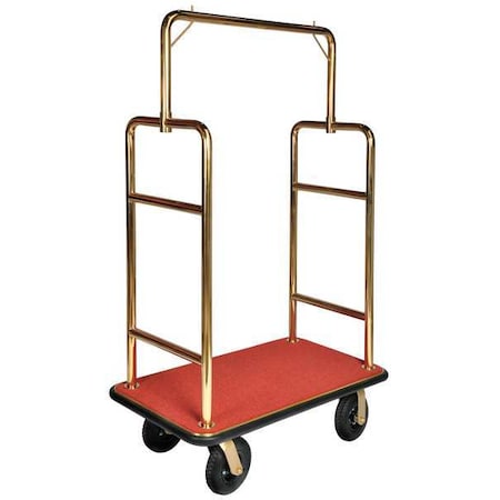 Csl Bellmans Cart, Brasstone Finish, Rd Carpet 2533BK-030-RED