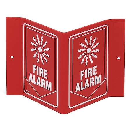 Brady Fire Alarm Sign, 6 in Height, 9 in Width, Acrylic, Rectangle, English V1FL15A