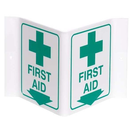 Brady First Aid, 6 in x 9 in, Rectangle, Acrylic, V1FA03A V1FA03A