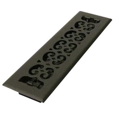 Decor Grates Floor Register 3.75 X 13.5, Textured Black, Cast Iron ST212