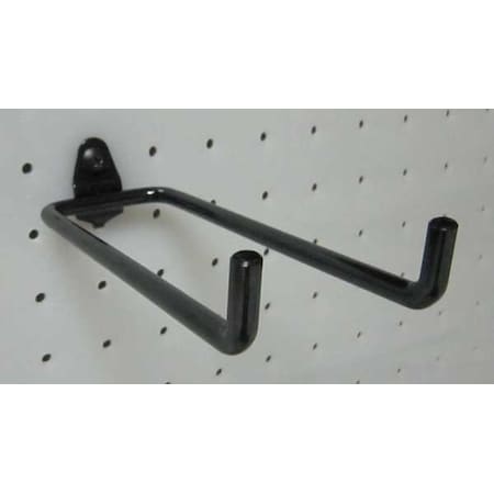 Zoro Select Double Rod Pegboard Hook for 1/4 in Hole & 1 in Spacing, 6 in L, 2 in W, Steel, Black, PK10 5TPG7