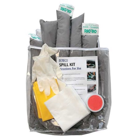 Oil-Dri Spill Kit, 7 gal Volume Absorbed per Kit, Bag, Clear L90671