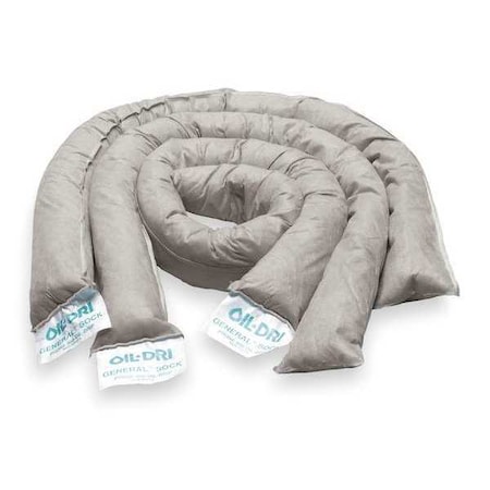Oil-Dri Sorbent Sock, 12 gal, 3 in x 48 in, Universal, Gray, 12 PK L90790