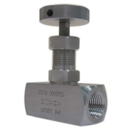 Zoro Select Needle Valve, 1/4 In NPT, 5000 psi, SS 5TUL9