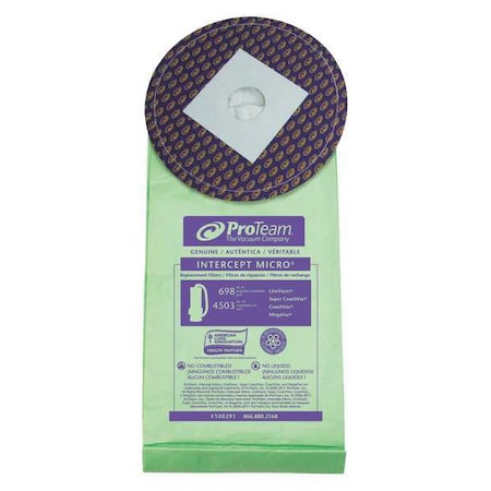 Proteam Vacuum Bag, Dry, Intercept Micro Filter, 10 PK 100291