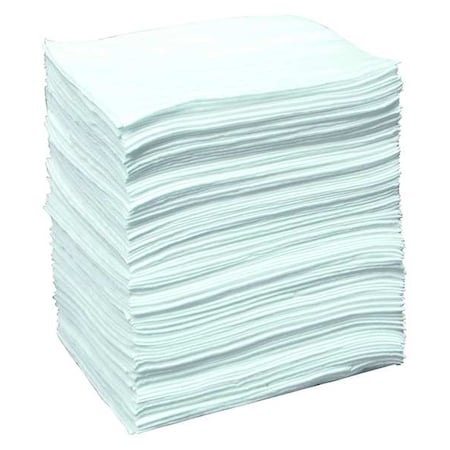 Brady Sorbent Pad, 26 gal, 15 in x 19 in, Oil, White, Polypropylene SR100