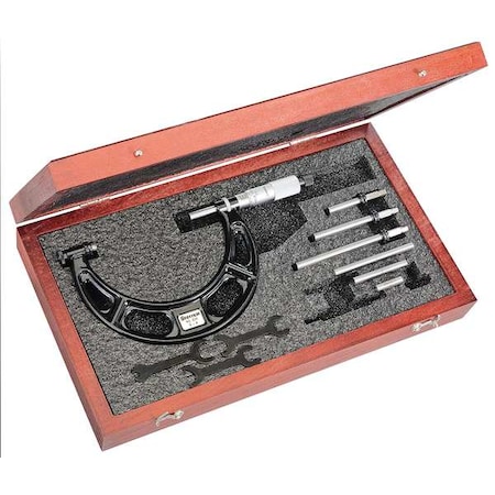Starrett Interchangeable Anvil Micrometer, 0 to 4" 224AARLZ