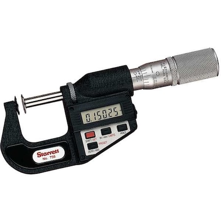 Starrett Electronic Disc Micrometer, 0-1" 756FL-1